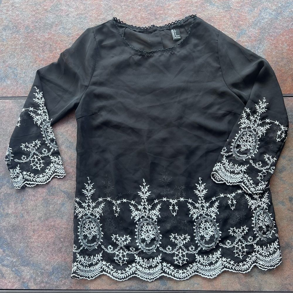 sheer embroidered top